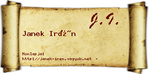 Janek Irén névjegykártya