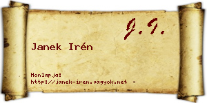 Janek Irén névjegykártya